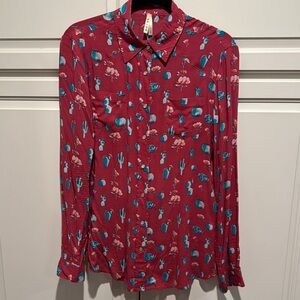 Roper Pink Cactus Print Blouse